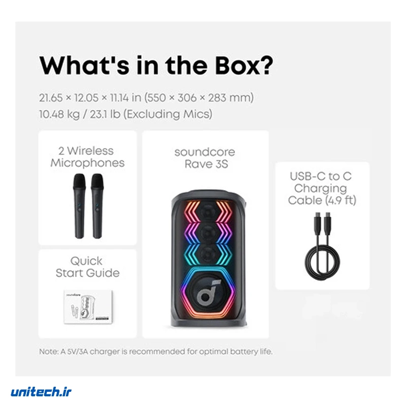 اسپیکر بلوتوثی انکر مدل soundcore Rave 3S 7